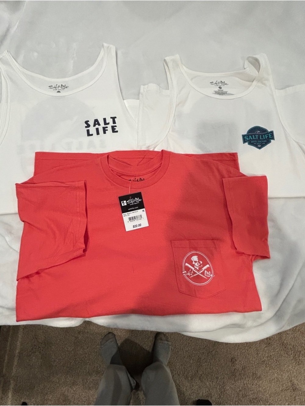 Salt Life Mens' Short Sleeve Pocket Tee and 2 Salt Life Tank tops all size large